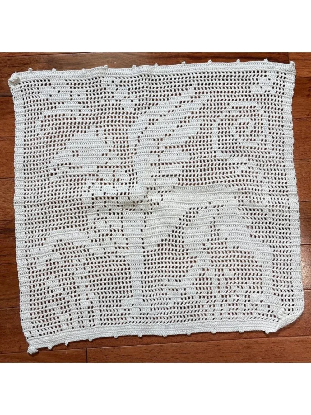 Handmade Crochet Lace Panel Cream 14x15